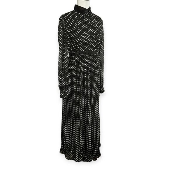 NEW GIAMBA Paris Polka Dots Collared Maxi Dress Black ITALY SIZE 42 US 6 NWT - Picture 1 of 15